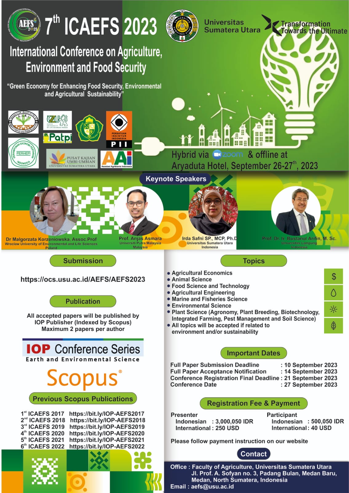 7th International Conference on Agriculture, Environment, and Food Security (AEFS) Tahun 2023